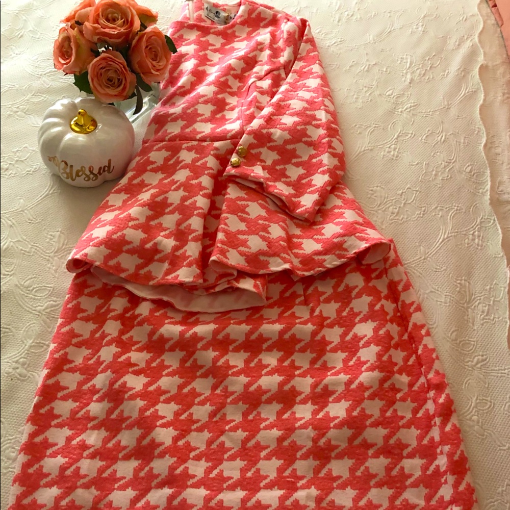 Dainty Jewell’s Pink Houndstooth Set NWT